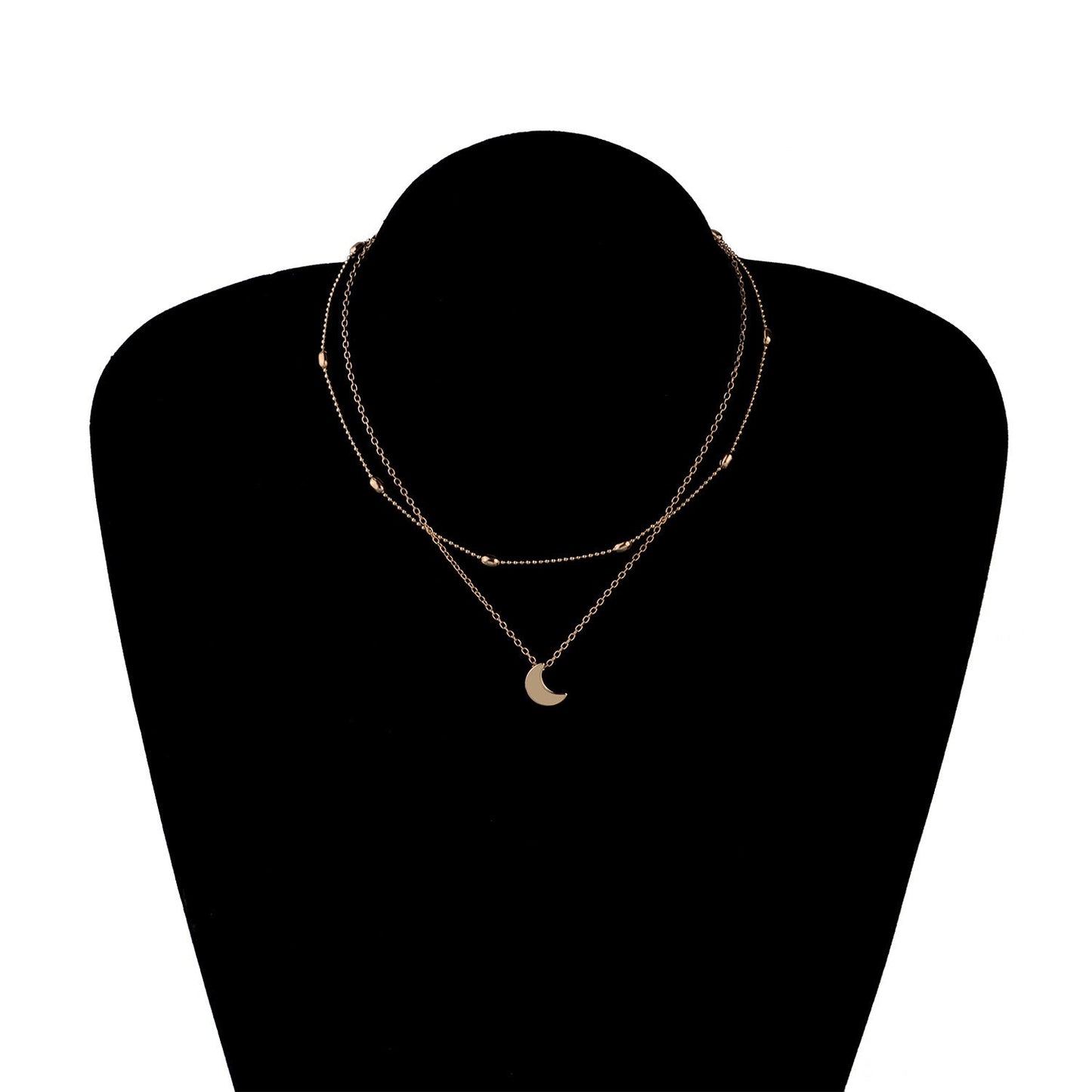 Moon Charm Double Layer Necklace