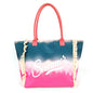 Fringe Tote Bag – Large Shoulder Printed Canvas Purse, Gradient Letter Hobo, Minimalist Commuter Bag