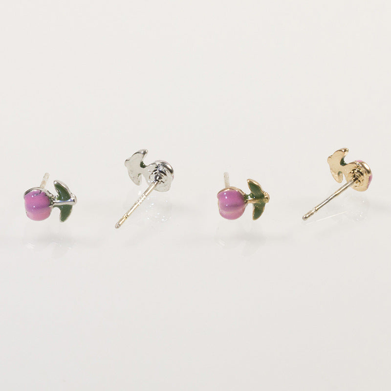 Small Turtle Flower Stud Earrings Set