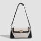 Small shoulder bag, design retro contrasting French underarm bag, versatile canvas portable shoulder bag, Crossbody baguette bag