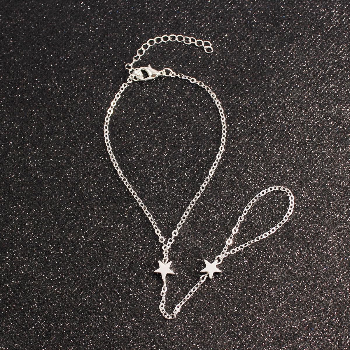 Geometric Star Charm Slave Bracelet With Ring