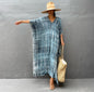 Cotton Ombre Beach Robe ¨C Loose Striped Bikini Cover-Up Dress, Vacation Maxi Kimono