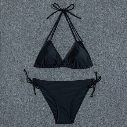 Multi-color printed neck strap halter sexy split bikini swimsuit