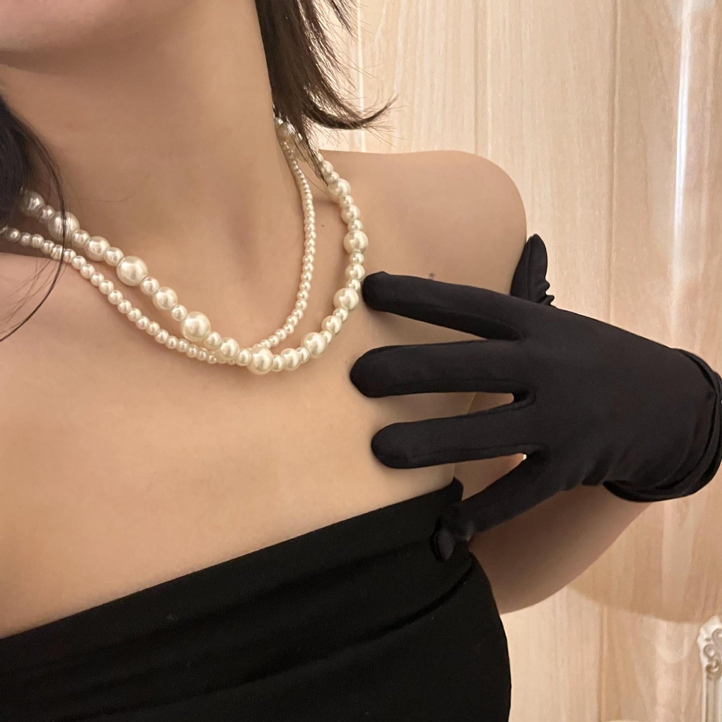 Retro Twisted Link Pearl Choker Dainty Vintage Necklace