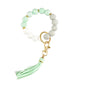 PU Tassel Keychain Bag charm Silicone Beaded Keychain Wristlet Key Ring Bracelet Cute Car Key Chain Holder for Women Girls