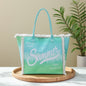 Fringe Tote Bag – Large Shoulder Printed Canvas Purse, Gradient Letter Hobo, Minimalist Commuter Bag