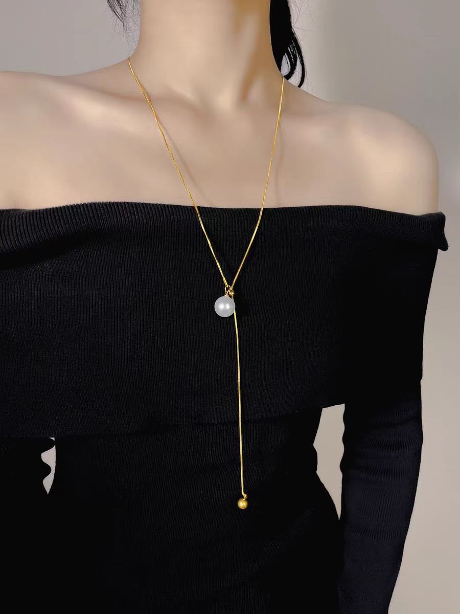 Fashion Pearl Beaded Necklace Sweater Chain Choker
