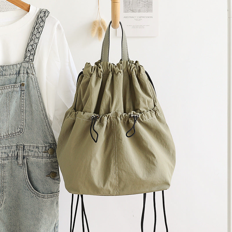 Casual Versatile Drawstring Bucket Bag for Female - Textured Nylon Backpack, Lightweight & Portable Travel Companion (Copy)