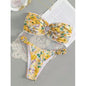Tube Top Bikini Swimsuit Female Sexy Floral Hot Spring Resort Split Swimsuit