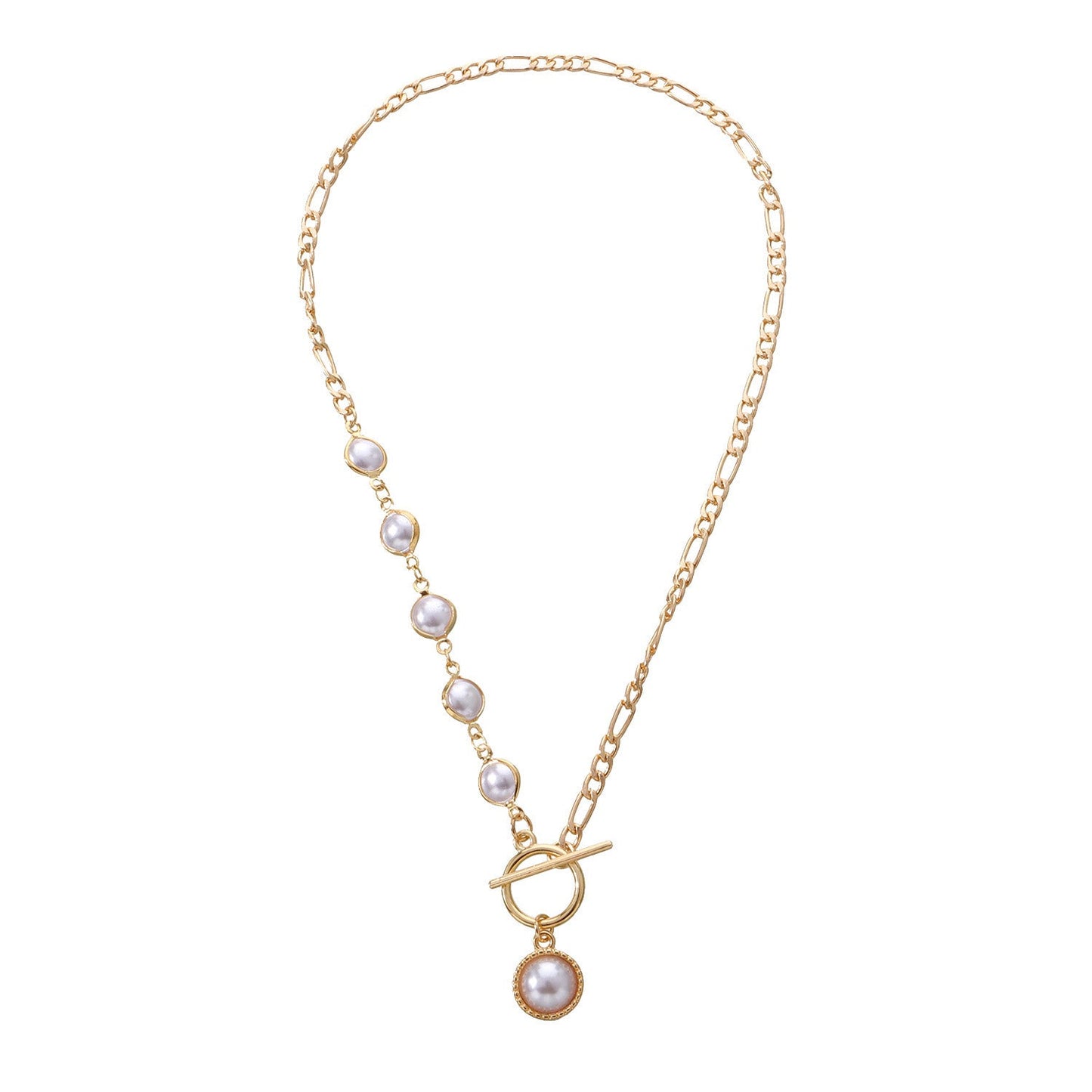 Punk OT Pearl Chain Necklace