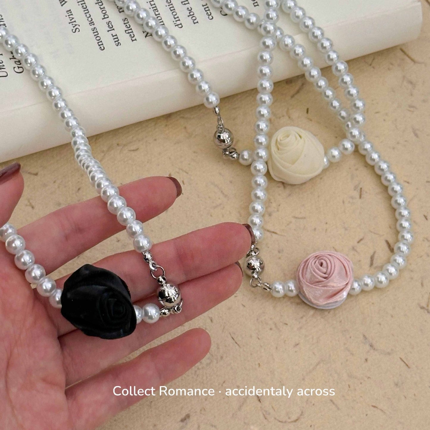 Fashion Rose Flower Pearl Necklace