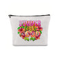 Linen printed cosmetic bag, cosmetic lipstick storage bag, small simple zipper evening clutch bag,