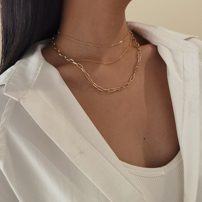 Multi Layer Paper Clip Chain Necklaces Jewelry