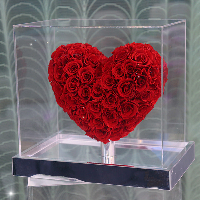 FLIPSTYLEZ LLC. Eternal Heart Preserved Red Hydrangea & Rose Mirror Box | Luxury Dried Flower Gift for Anniversary & Valentines