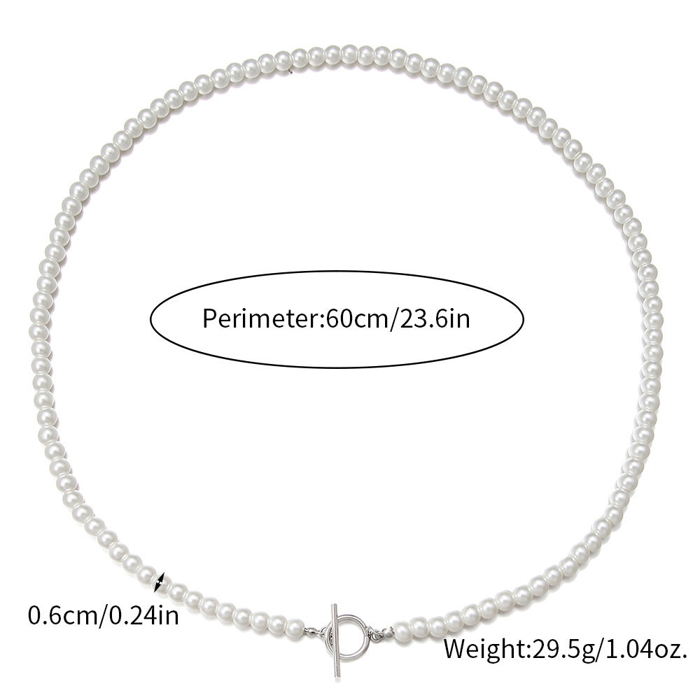 Faux Pearl Beaded Choker Necklace
