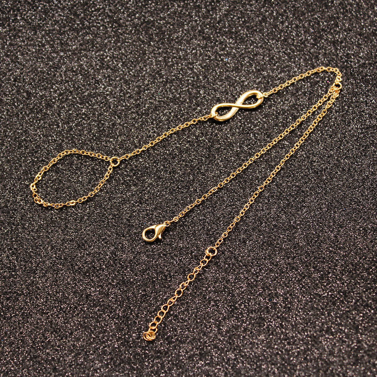 Lucky Infinity Symbol Finger Ring Chain Bracelet
