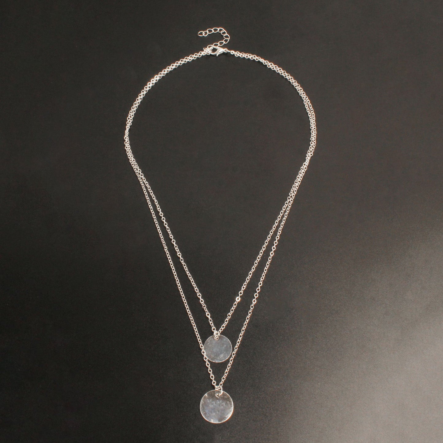 Double Layered Round Disc Pendant Necklace