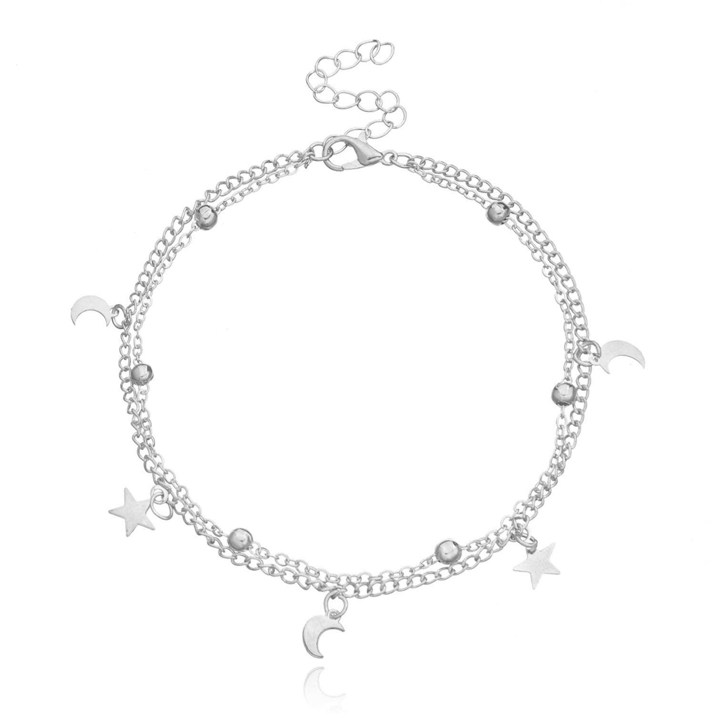 Summer Beach Sexy Double Layered Round Beads Star Feet Chain