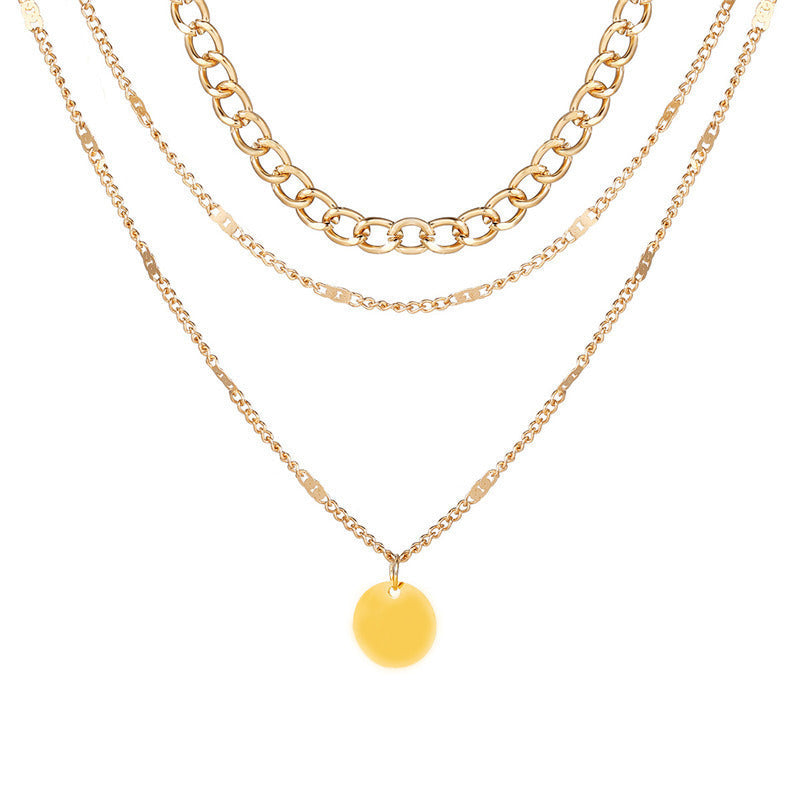 Multi Layer Round Coin Pendant Necklace