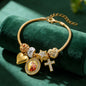 DIY Beaded Bracelet Multi-Element Copper Alloy Rhinestone Heart Cross Bracelet