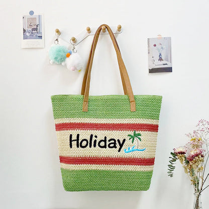 Women’s Straw Woven Shoulder Bag – Paper Rope Tote, Large Beach Shopping Mama Bag