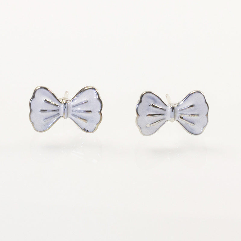 White Bow Stud Earrings