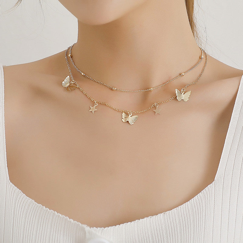 Butterfly Chain Charm Pendant Necklace