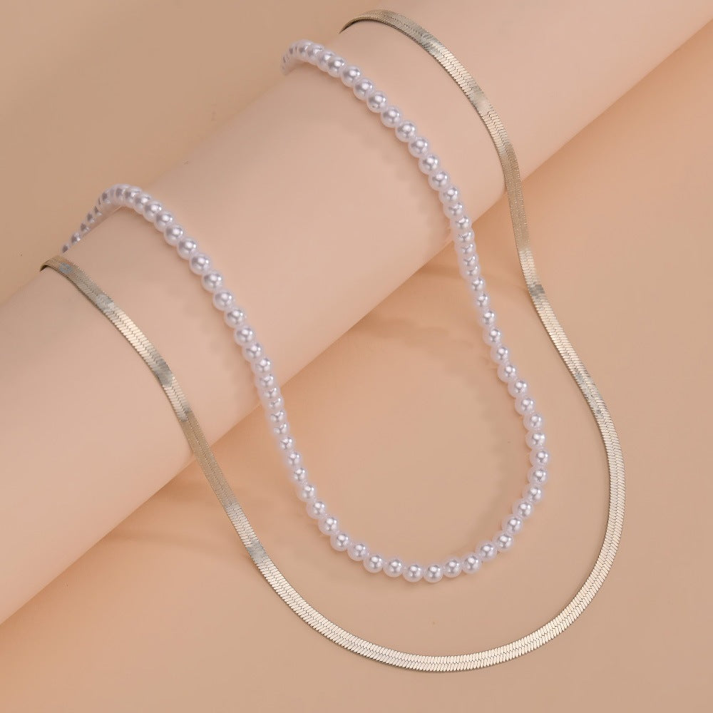 Multi Pearl Layer Chain Choker Necklaces