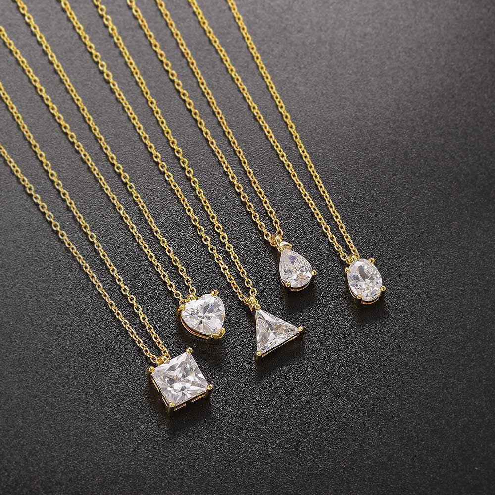Single Zircon Pendant Necklace new