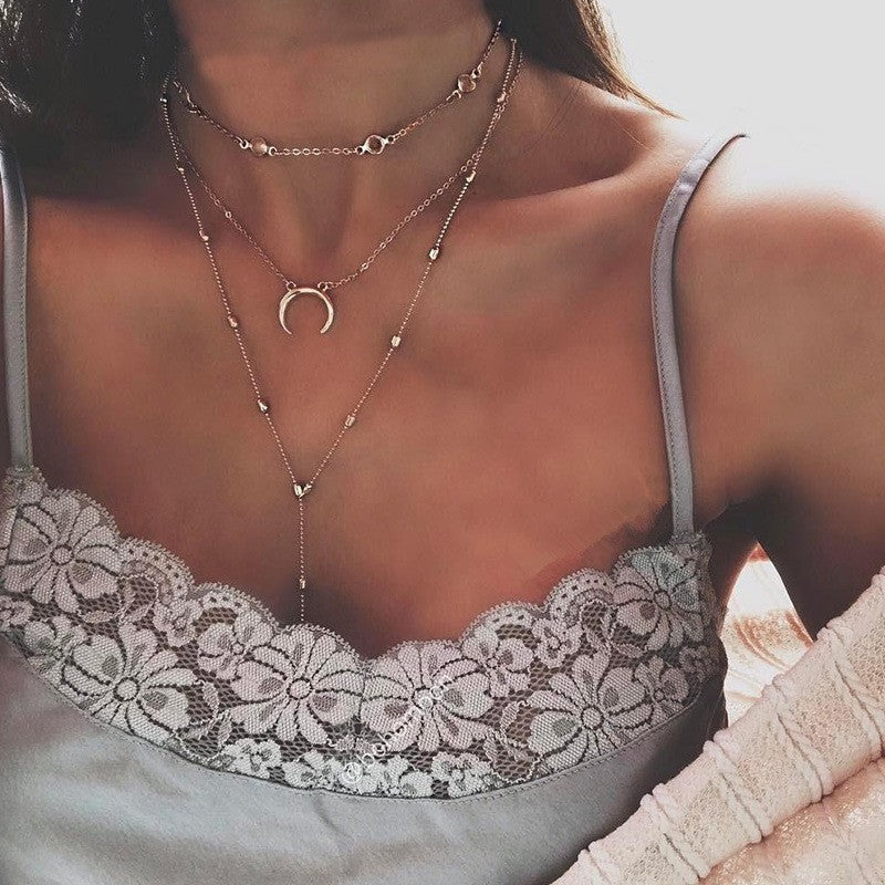 Bohemian Moon Pendant Necklace