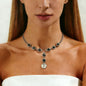 Luxury Irregular Acrylic Black Diamond Pendant Necklace & Bracelet Set Women Autumn Winter