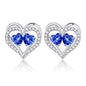 Sterling Silver Birthstone Heart Earrings new
