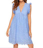 Lace jacquard hollowed V-neck dress