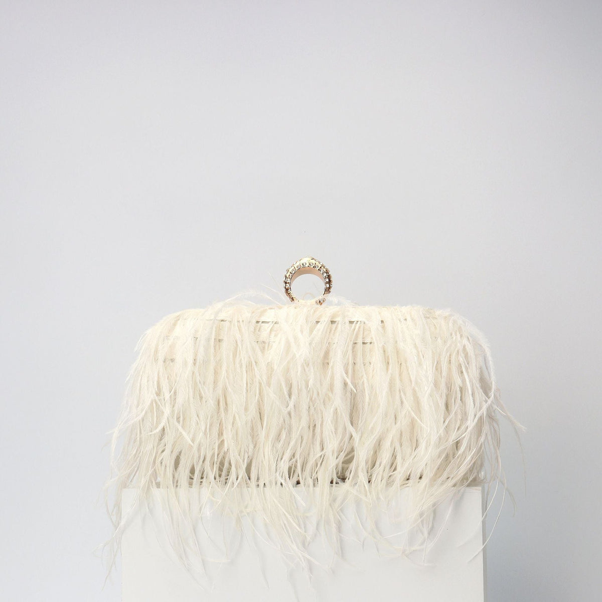 Elegant Ostrich Hair Ring Box – Small Square Bag with Chain Crossbody Shoulder Velvet Evening Clutch Purse, Perfect for Dinner, Casual Outings, Party Events, and Prom Nights