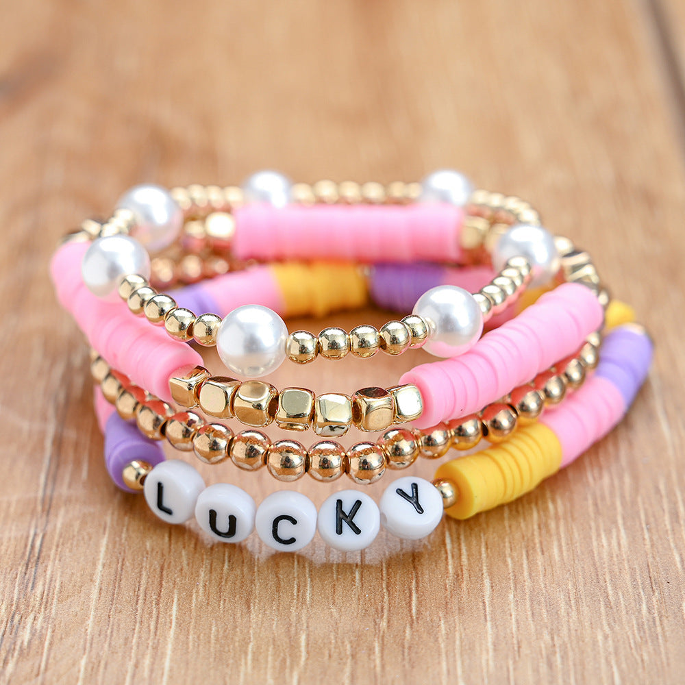 Bohemian Beaded Stretch Bracelets Colors Clay Beads