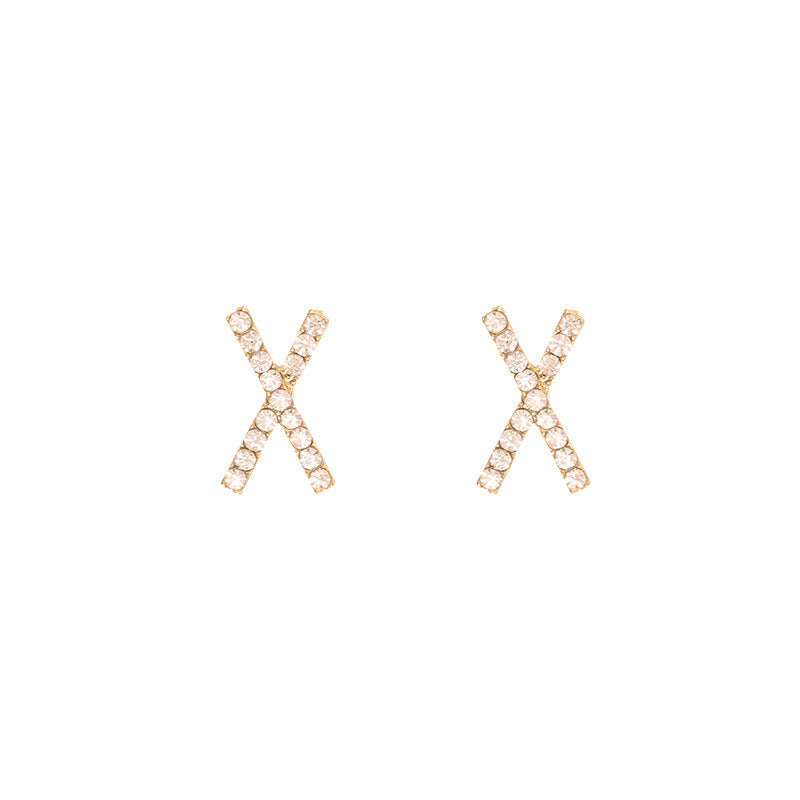 Rhinestone initial X Earring
