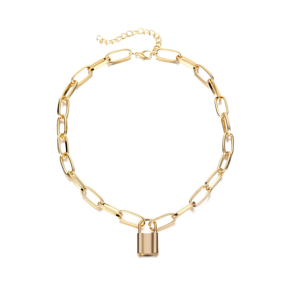 Punk Chain Necklaces Lock Charm