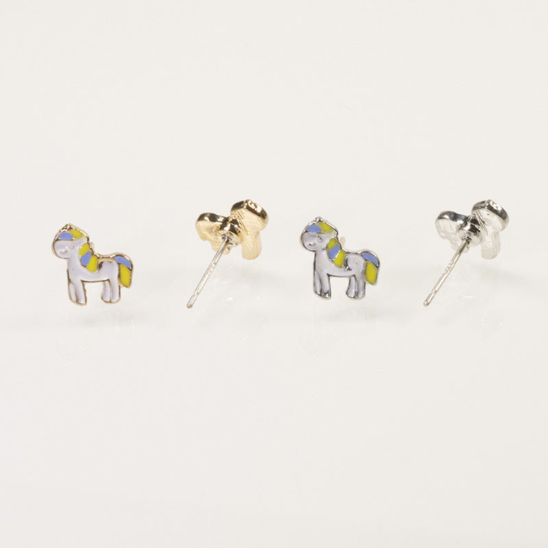 Colorful Unicorn Enamel Stud Earrings