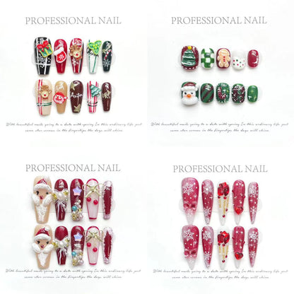 Christmas Collection Merry Christmas Heavy Industry Handmade Nail Art Long Short Fake Nails