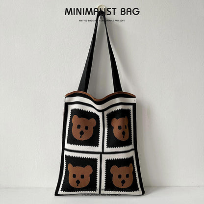 Quirky Knit Shoulder Bag – Novelty Large Tote, Commuter-Friendly Animal Purse