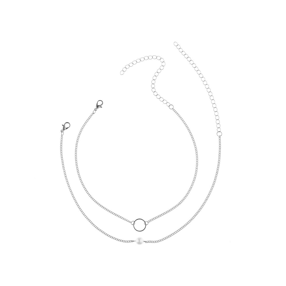 Modern Choker Necklace Two Layers Ring Chain