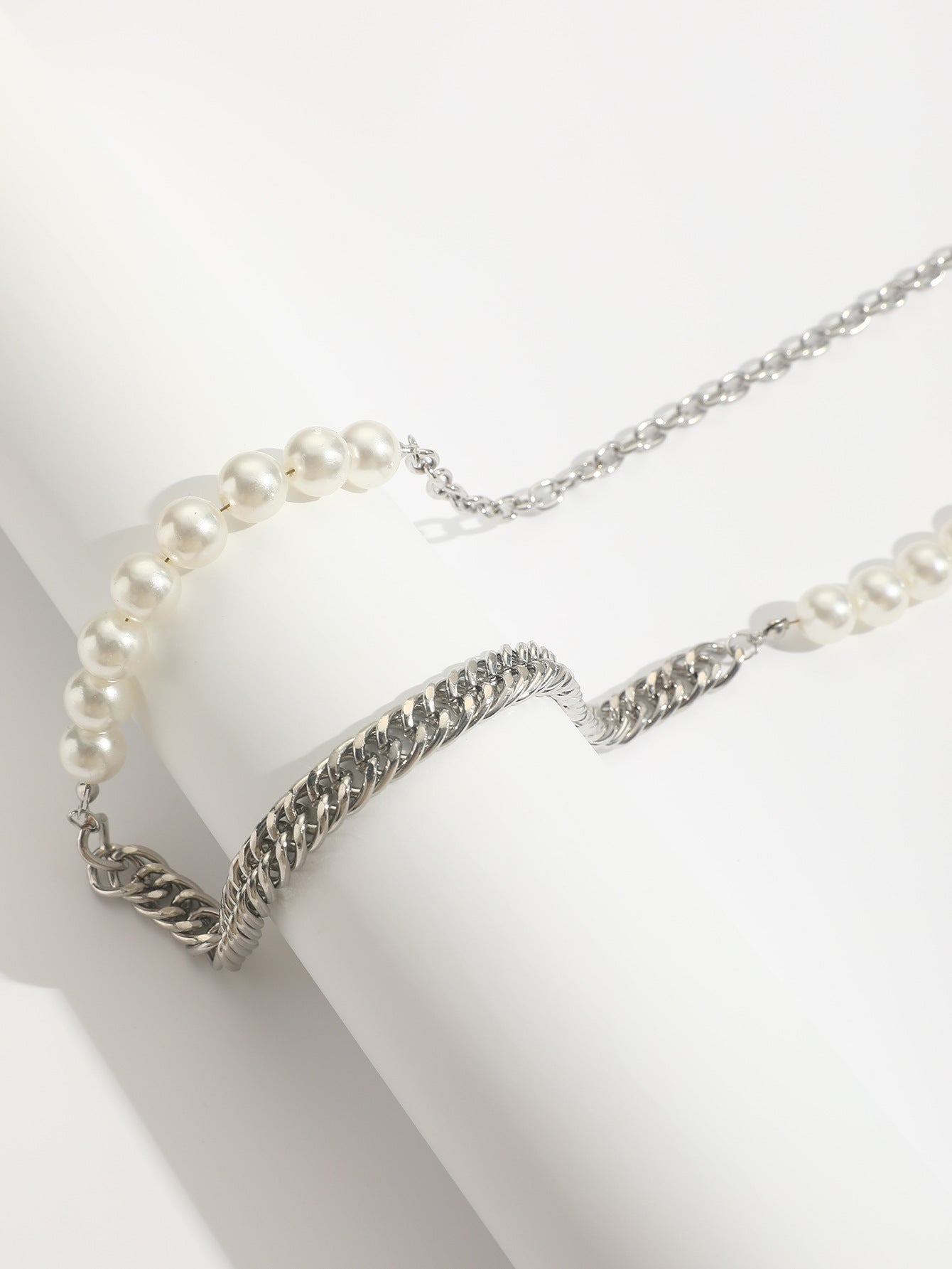 Fashion Pearl Necklace Chunky Cuban Chain