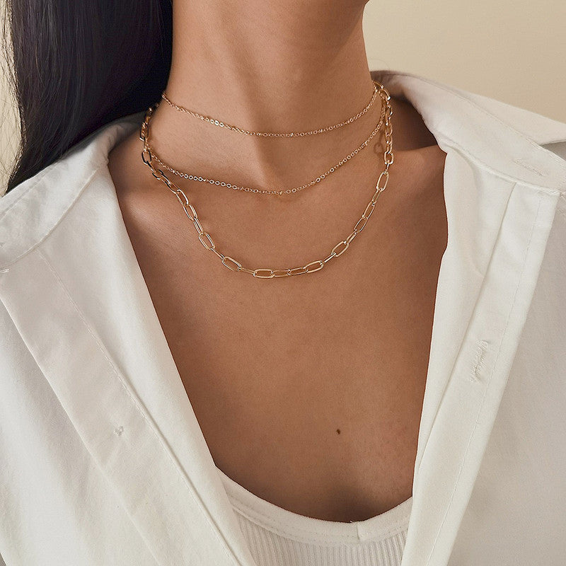 Multi Layer Paper Clip Chain Necklaces Jewelry