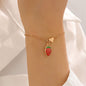 Alloy Cherry Strawberry Apple Pineapple Fruit Bracelet Necklace Jewelry Set