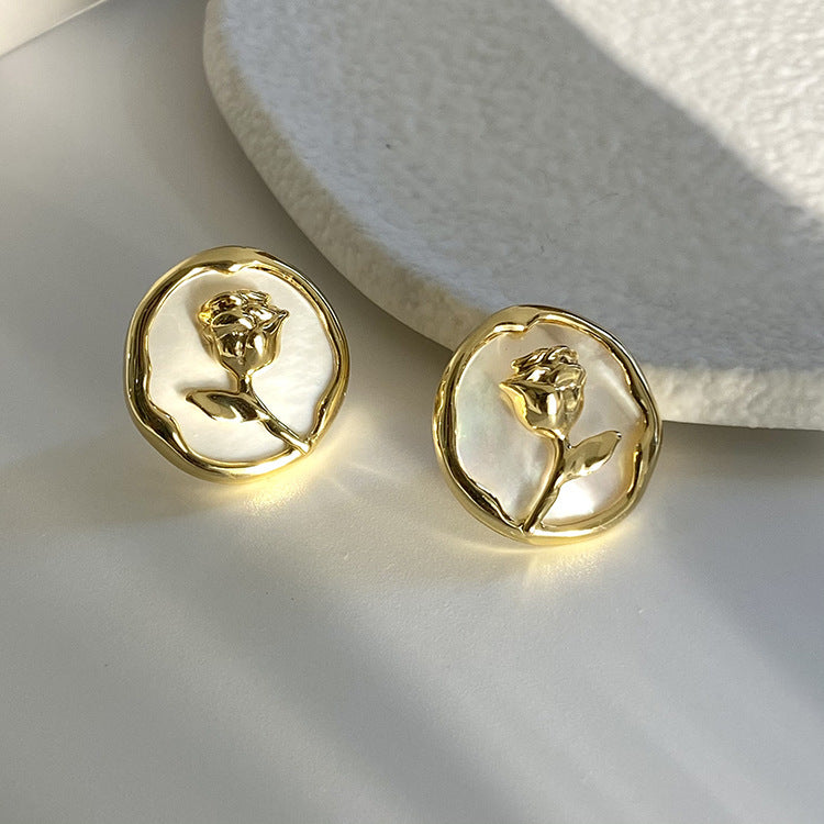Flower Round Stud Earrings