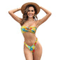 Tube Top Pumping Pleated Bikini Female Sexy Halter High Waist Thickened Split Swimsuit Swim Mod Ditsy Bandeau Bikini Swimsuit
