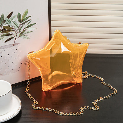 Silver Pentagram Chain evening Bag, Acrylic Mini Change, Key Lipstick Purse, Crossbody Prom Bag, Party Purse, Prom Bags Clutch, Wedding Purse