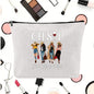 Linen printed cosmetic bag, cosmetic lipstick storage bag, small simple zipper evening clutch bag,
