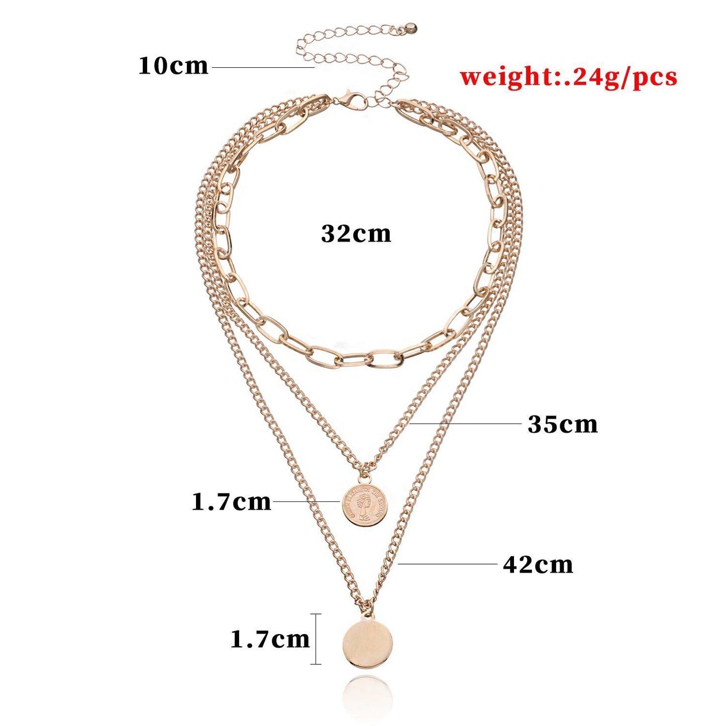 Punk Vintage Layered Portrait Coin Pendant Necklace