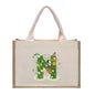 Cotton and linen canvas tote bag, printed letter tote bag, portable light handbag, gift shopping bag
